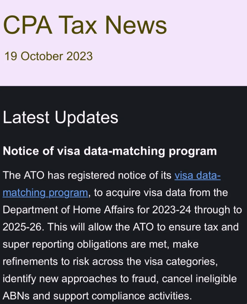 澳洲签证-澳洲签证持有者小心了澳洲签证，移民局和ATO联网了！